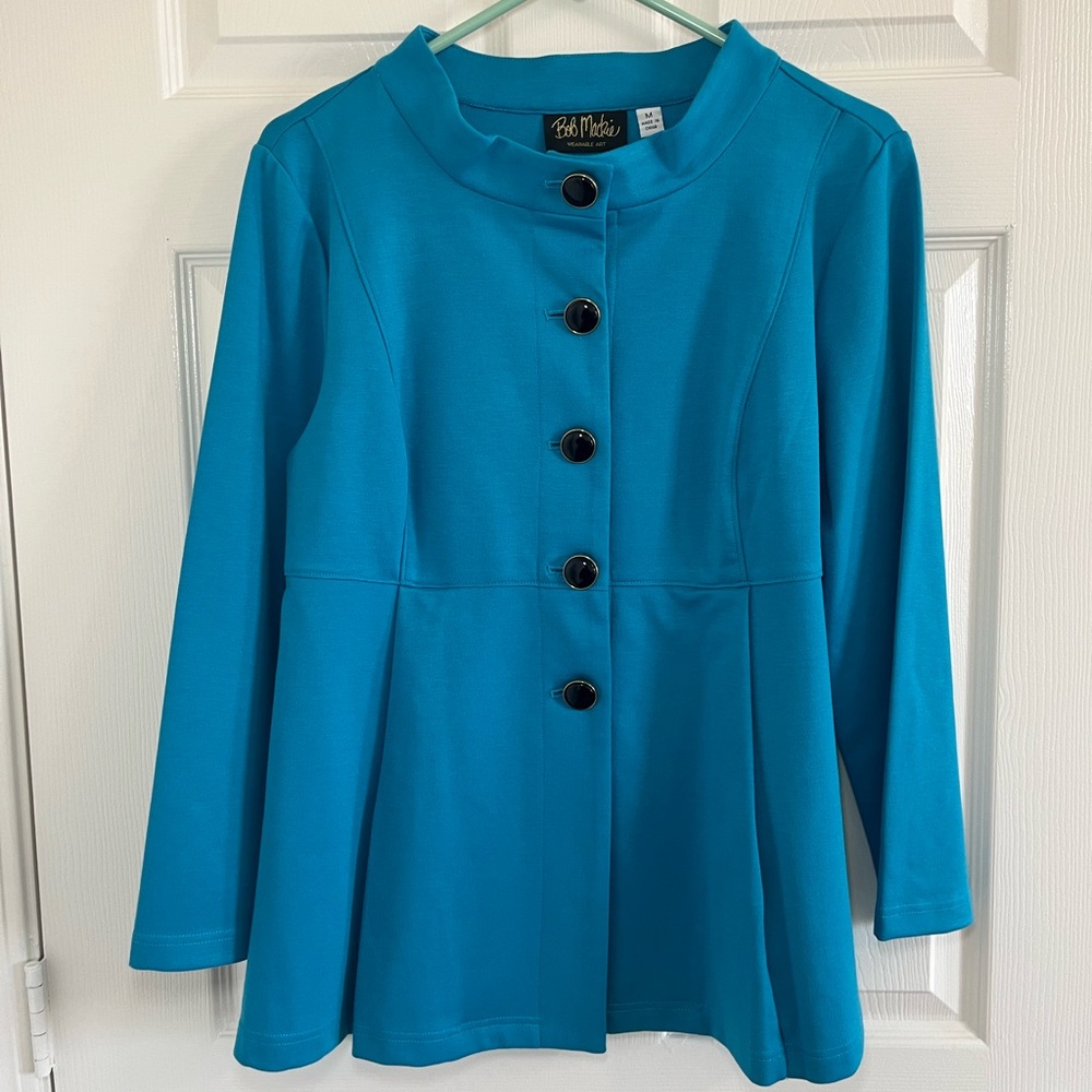 Bob Mackie Teal Wearable Art Top Jacket NWOT